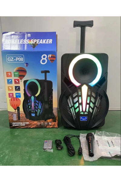 Party Box Bluetooth Speaker Large Portable Rechargeable Wireless Speaker + Karaoke Microphone - 4