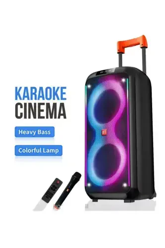 Party Box Bluetooth Speaker Large Size Portable Rechargeable Wireless Speaker + Karaoke Microphone - 2
