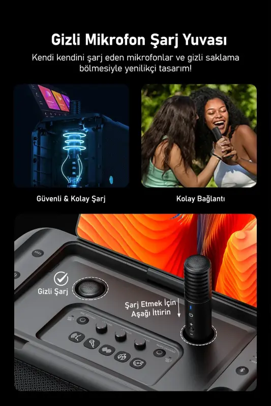 Partybox Break X1 460w Karaoke Bluetooth Hoparlör Seti, Dahili 13.3