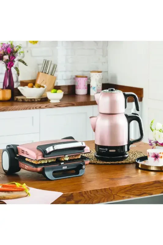 Paslanmaz Çelik Elektrikli Çay Makinesi 2.6 Lt -yeni Seri--ROSAGOLD - KORKMAZ