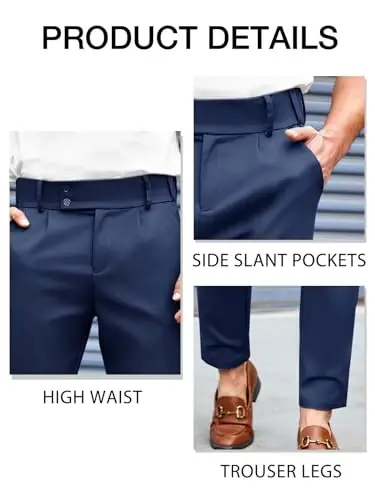 PASLTER Erkek Chino Pantolon Slim Fit Düz Ön Esnek Skinny Daralan Elbise Pantolon Günlük Pantolon - 5