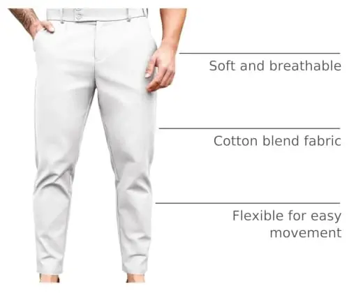 PASLTER Erkek Çino Pantolon Slim Fit Düz Ön Streç Daralan Kesim Elbise Pantolon Günlük Pantolon 
