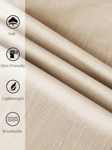 PASLTER Mens Casual Linen Pants Loose Fit Elastic Drawstring Waist Straight-Legs Summer Yoga Beach Long Pants - 5