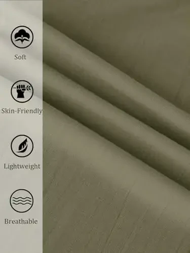 PASLTER Mens Casual Linen Pants Loose Fit Elastic Drawstring Waist Straight-Legs Summer Yoga Beach Long Pants - 5