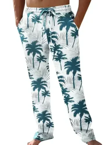 PASLTER Mens Casual Linen Shimlar Bo'sh Fit Elastik Bog'ichli Bel To'g'ri Oyoqli Yozgi Yoga Plaj Uzun Shimlar - 1