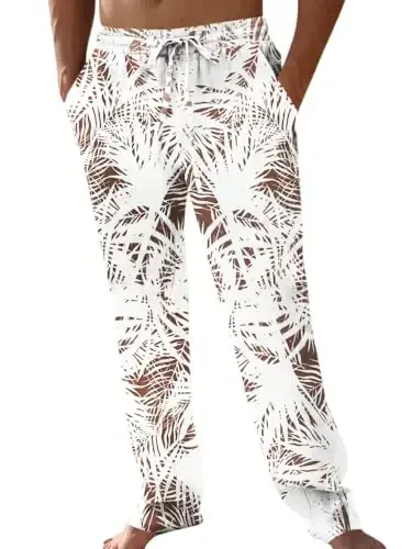 PASLTER Mens Casual Linen Shimlar Bo'sh Fit Elastik Tortma Ip Bel To'g'ri Oyoqli Yozgi Yoga Plyaj Uzun Shimlar 