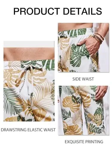 PASLTER Mens Casual Linen Shimlar Keng Kesilgan Elastik Ipli Bel To'g'ri Poychali Yozgi Yoga Plyaj Uzun Shimlar - 5