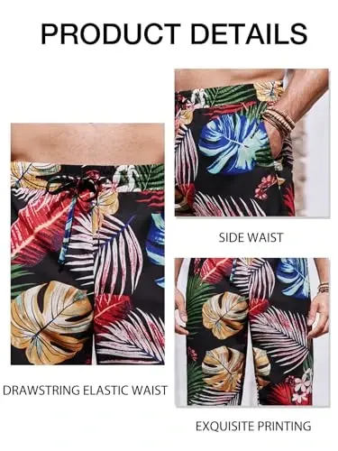 PASLTER Mens Casual Linen Shimlar Keng Qulay Elastik Bog'ichli Bel To'g'ri Oyoqli Yozgi Yoga Plyaj Uzun Shimlar - 5