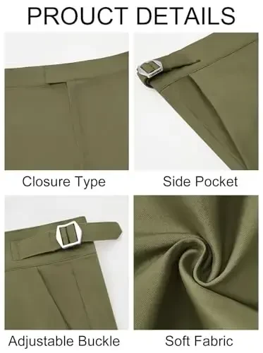 PASLTER Mens Chinos Pants Slim Fit Stretch Flat-Front Skinny Dress Suit Pants Cotton Slacks - 5