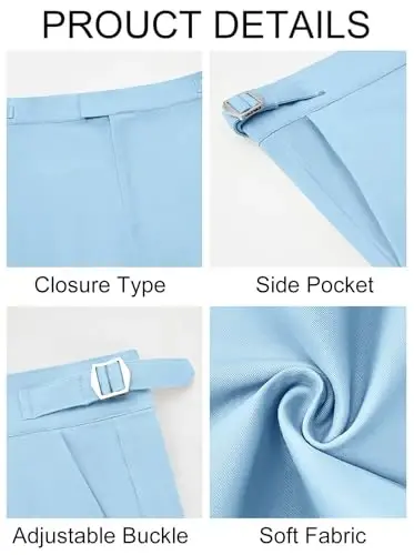 PASLTER Mens Chinos Pants Slim Fit Stretch Flat-Front Skinny Dress Suit Pants Cotton Slacks - 6