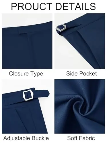 PASLTER Mens Chinos Pants Slim Fit Stretch Flat-Front Skinny Dress Suit Pants Cotton Slacks - 6