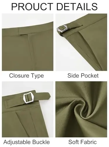 PASLTER Mens Chinos Pants Slim Fit Stretch Flat-Front Skinny Dress Suit Pants Cotton Slacks - 6