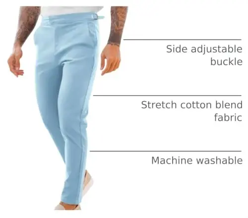 PASLTER Mens Chinos Pants Slim Fit Stretch Flat-Front Skinny Dress Suit Pants Cotton Slacks - 4