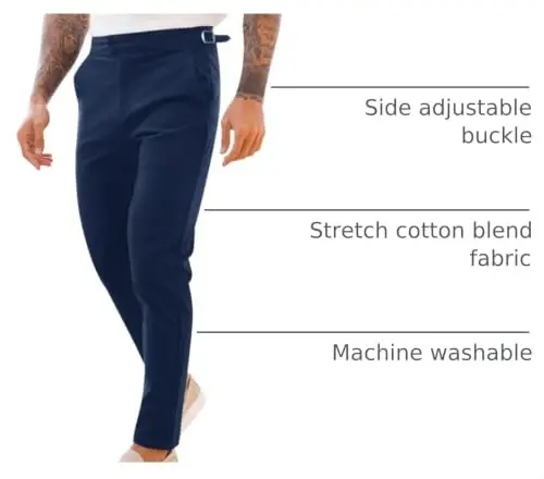 PASLTER Mens Chinos Pants Slim Fit Stretch Flat-Front Skinny Dress Suit Pants Cotton Slacks - 4