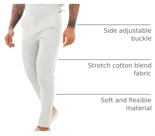 PASLTER Mens Chinos Pants Slim Fit Stretch Flat-Front Skinny Dress Suit Pants Cotton Slacks - 4
