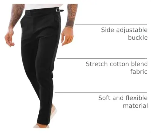 PASLTER Mens Chinos Pants Slim Fit Stretch Flat-Front Skinny Dress Suit Pants Cotton Slacks - 4