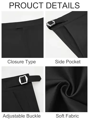 PASLTER Mens Chinos Pants Slim Fit Stretch Flat-Front Skinny Dress Suit Pants Cotton Slacks - 6