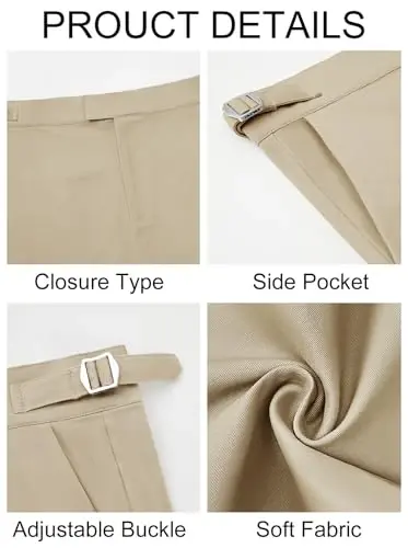 PASLTER Мужские Брюки Чинос Slim Fit Стрейч Скини Классические Хлопковые Брюки - 6