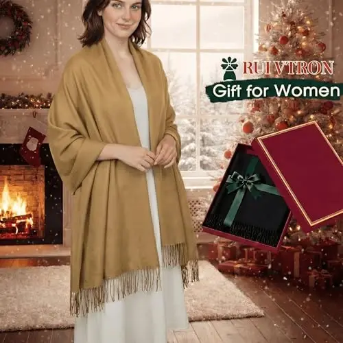 PasModazoneina Shawl Ayollar uchun katta qishki sharf Yumshoq ro'mollar va kechki liboslar uchun ro'mollar To'y uchun ro'mol - 3