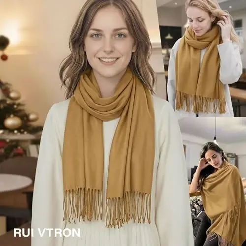 PasModazoneina Shawl Ayollar uchun katta qishki sharf Yumshoq ro'mollar va kechki liboslar uchun ro'mollar To'y uchun ro'mol - 4