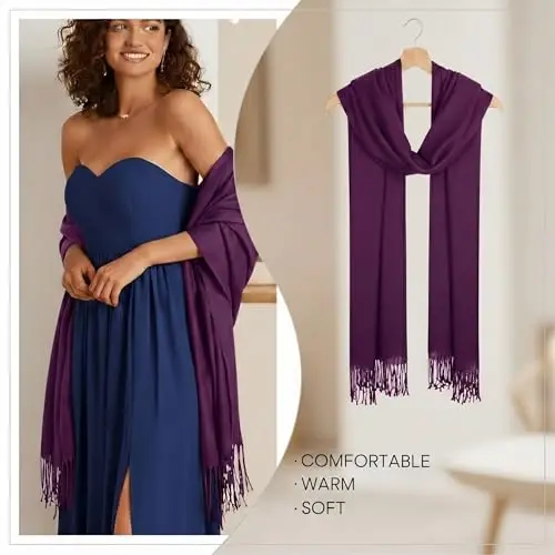 PasModazoneina Shawl Wraps for Women Large Winter Scarf Soft Shawls and Wraps for Evening Dresses Shawl for Wedding - 2