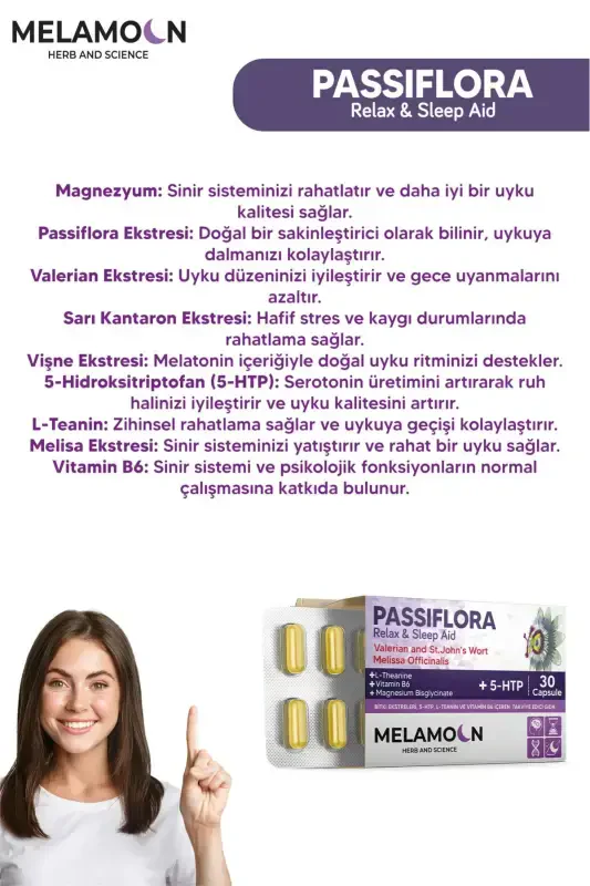 Пассифлора (пассифлора), усиленная магнием и 5-HTP, помощь при стрессе и сне, 30 капсул - 2