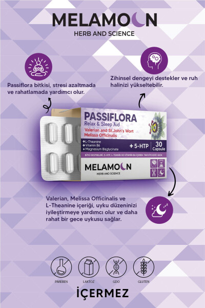 Passionflower (Passiflora) Enhanced with Magnesium and 5-HTP, Stress and Sleep Aid, 30 Capsules - 12