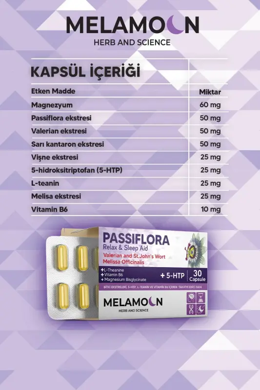 Passionflower (Passiflora) Enhanced with Magnesium and 5-HTP, Stress and Sleep Aid, 30 Capsules - 4