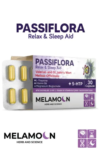 Passionflower (Passiflora) Enhanced with Magnesium and 5-HTP, Stress and Sleep Aid, 30 Capsules - 5