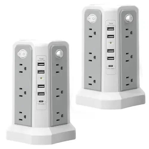PASSUS Surge Protector Power Strip USB C Porti bilan, 10FT uzaytirish shnuri 12 AC rozetkasi bilan, uy ofisi yotoqxonasi uchun kuchlanishdan himoya qiluvchi elektr tarmoqlari - 1