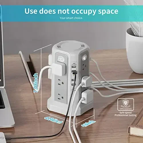 PASSUS Surge Protector Power Strip with USB C Port,10FT Extension Cord with 12 AC Outlets, Power Strips with Surge Protection for Home Office DormRoom - 4