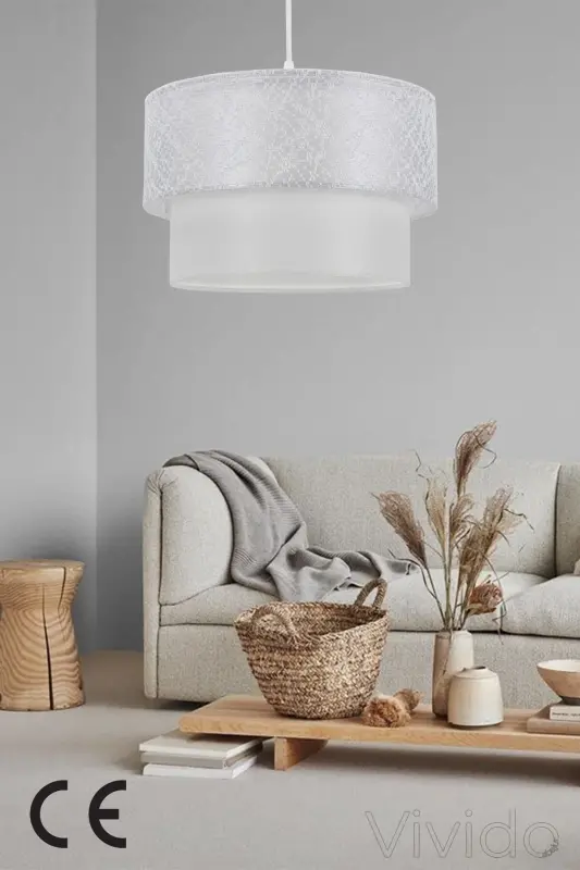 Pasta Sarkıt Avize Dantelli Beyaz-Beyaz - 1