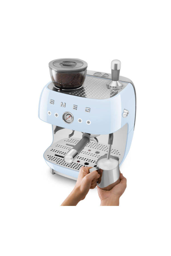 Pastel Blue Grinder Espresso Machine - 5