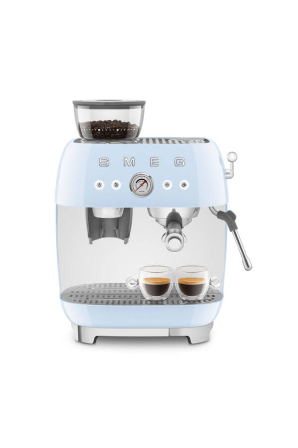 Pastel Blue Grinder Espresso Machine - 8