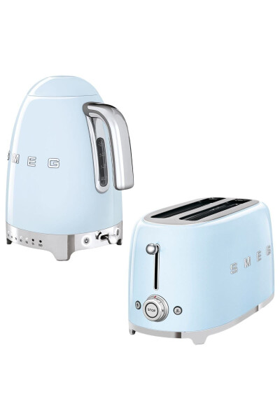 Pastel Mavi Isı Ayarlı Kettle Ve 2x4 Ekmek Kızartma Makinesi Seti - SMEG