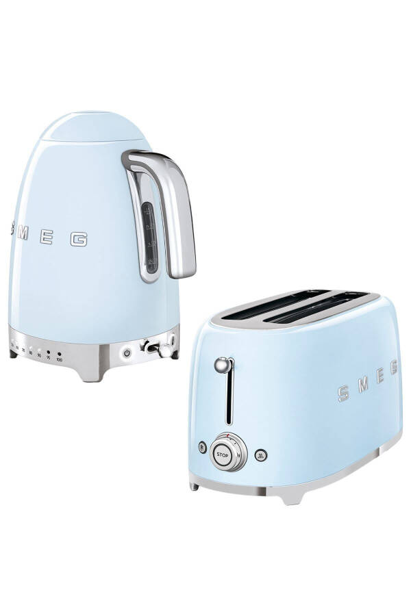 Pastel Mavi Isı Ayarlı Kettle Ve 2x4 Ekmek Kızartma Makinesi Seti - 1