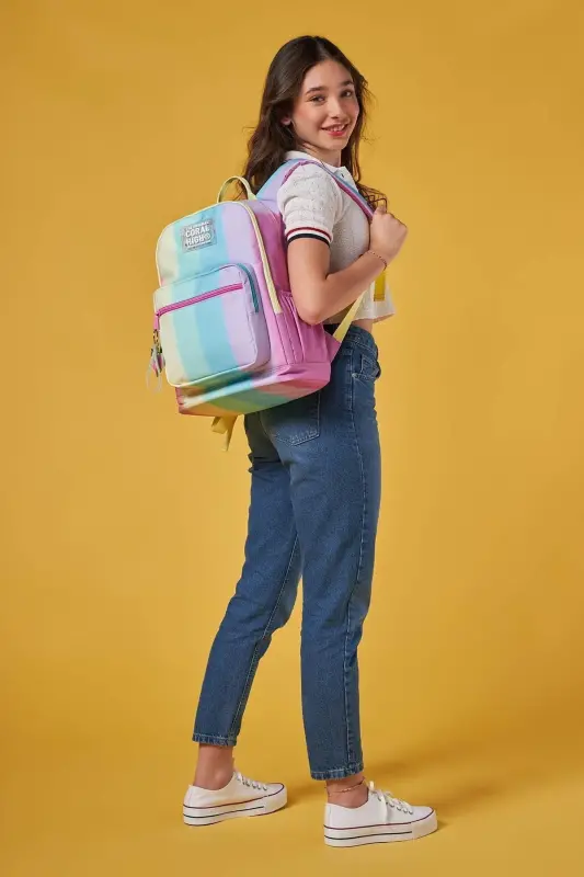 Pastel Renkler 3'lü SET Okul Sırt Çantası-pastel renkler - 2