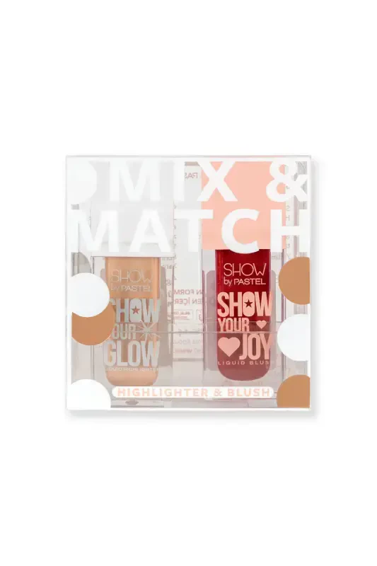 Pastel Show By Mix & Match Glow Liquid Highlighter 72 & Joy Liquid Blush 55-pembe72/55 - 1