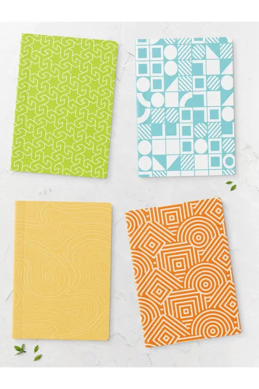 Pastel Temalı Defter Seti - Pastel Dizaynlı Not Defteri - 4 Adet - 14cm*20cm - 64 Sayfa-Pastel - 1