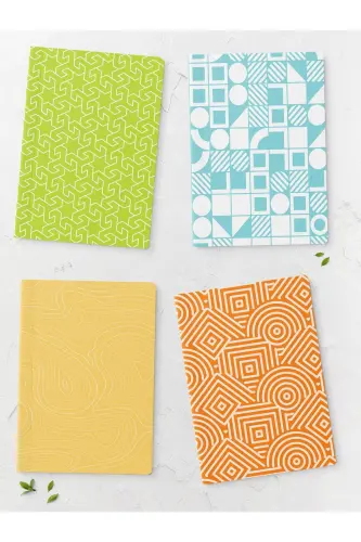 Pastel Themed Notebook Set - Pastel Designed Notebook - 4 Pieces - 14cm*20cm - 64 Pages - Pastel 