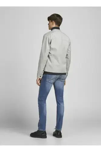 Pastki bel, ingich kiyimli, to'g'ri o'tirgan erkaklar uchun denim shimlar. - 3