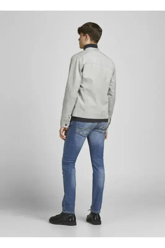 Pastki bel, ingich kiyimli, to'g'ri o'tirgan erkaklar uchun denim shimlar. - 3