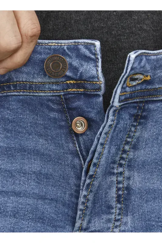 Pastki bel, ingich kiyimli, to'g'ri o'tirgan erkaklar uchun denim shimlar. - 7