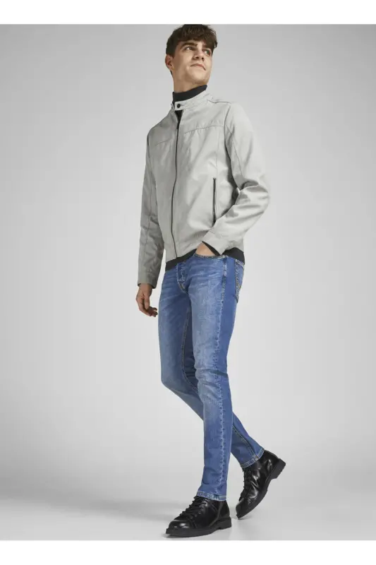 Pastki bel, ingich kiyimli, to'g'ri o'tirgan erkaklar uchun denim shimlar. - 1