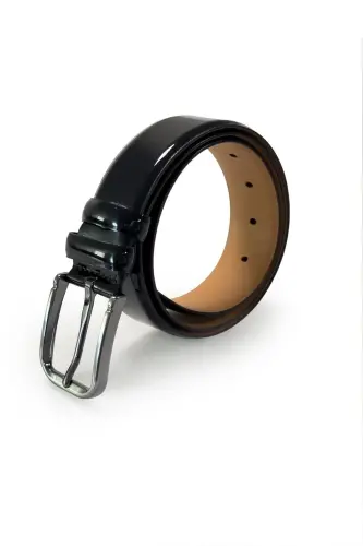 Patent Black Classic 100% Leather Suit Belt - 1