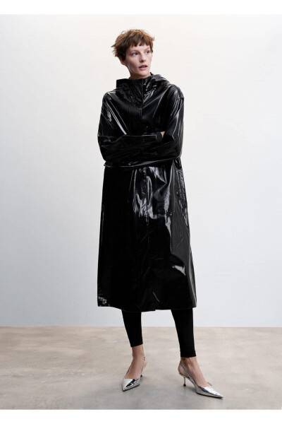 Patent Leather Look Hooded Parka - MANGO WOMAN (1)