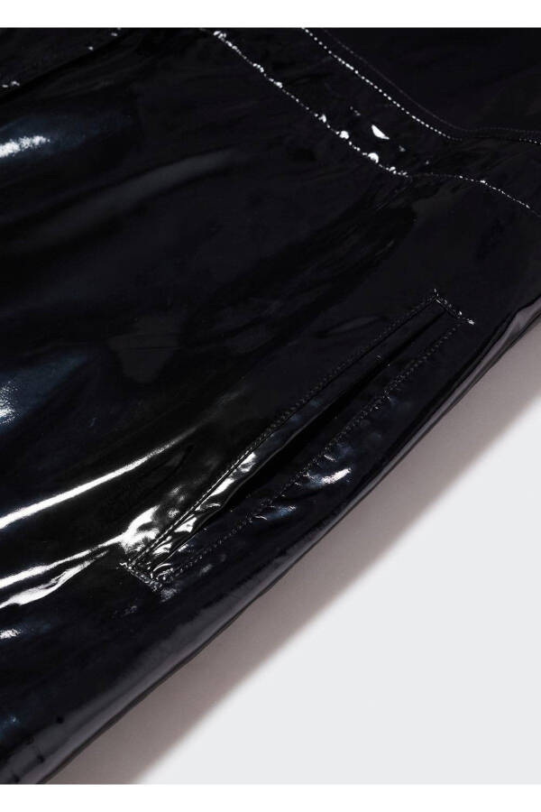 Patent Leather Look Hooded Parka - 5