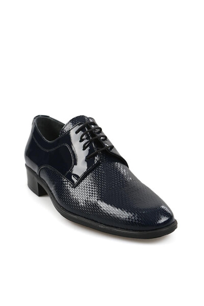 Patent Leather Navy Blue Oxford Classic Tuxedo Groom Shoes with 100% Leather Design - 7