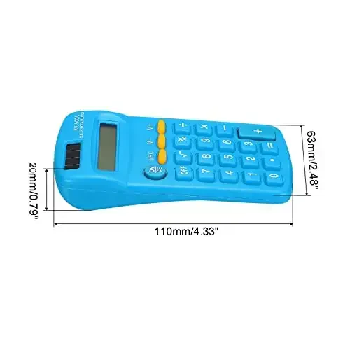 Patikil 8 Digit LCD Display Calculator - 4 Function Desktop & Handheld, Battery Powered, Light Blue - 2