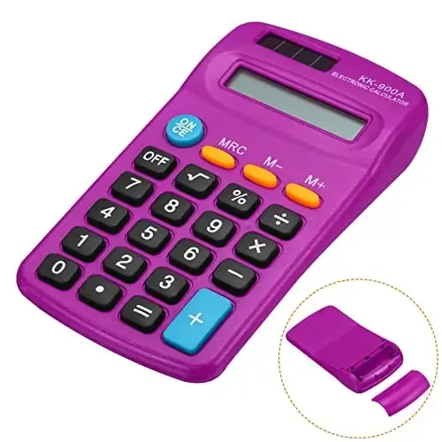 Patikil 8 Digit LCD Display Calculator - 4 Function Desktop & Handheld, Battery Powered, Purple - 6